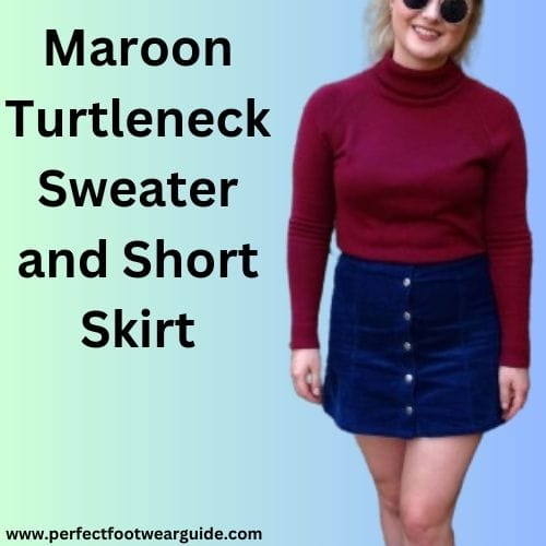 Maroon Turtleneck Sweater and Short Skirt